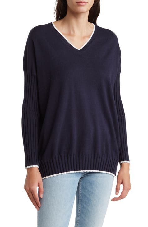 Navy blue outlet tunic sweater