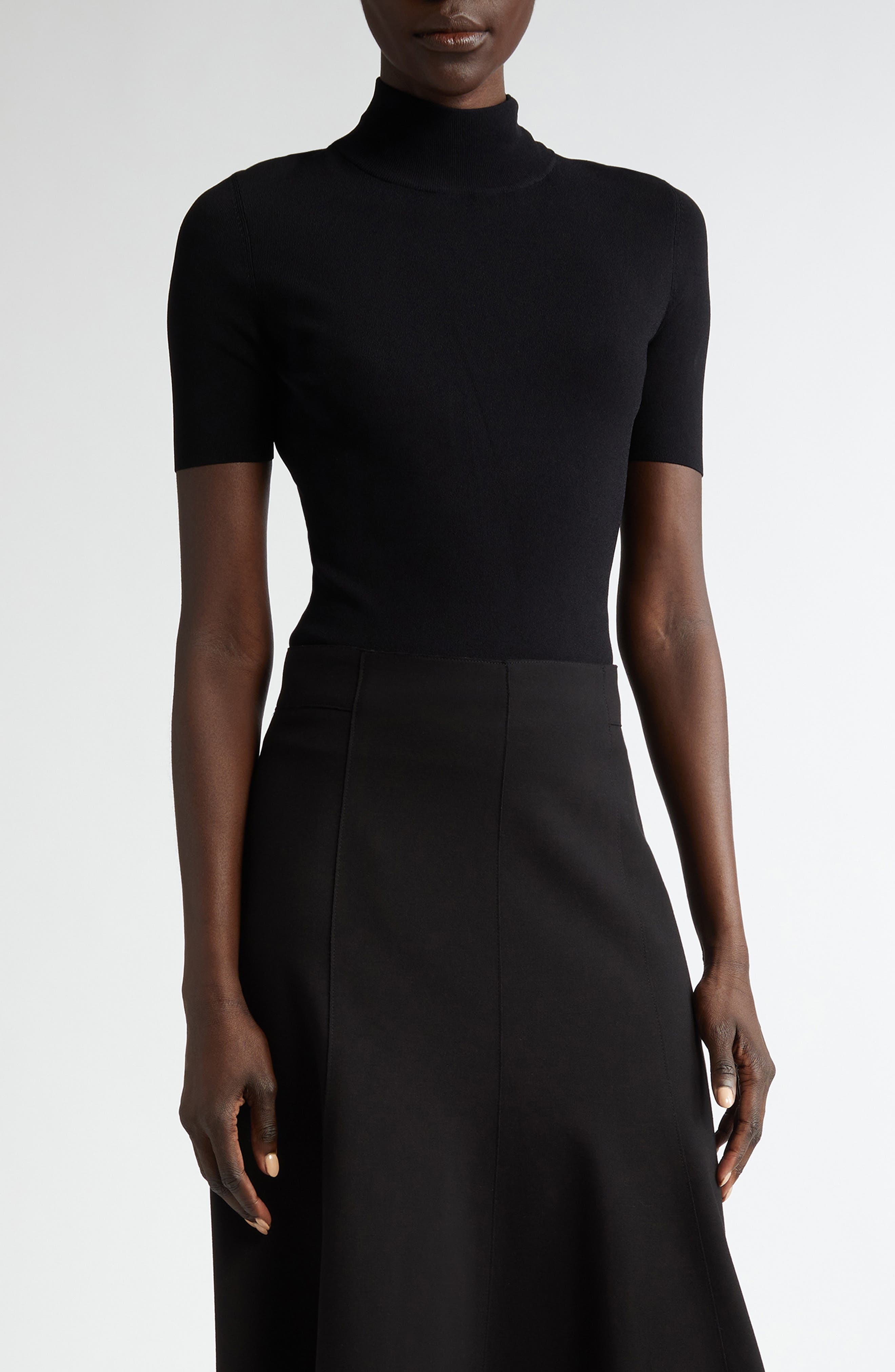 Akris punto Back Zip Mock Neck Sweater in Black 