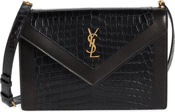 Saint Laurent Small Kate Shiny Croc Embossed Leather Shoulder Bag in Blue  Petrole at Nordstrom - Yahoo Shopping