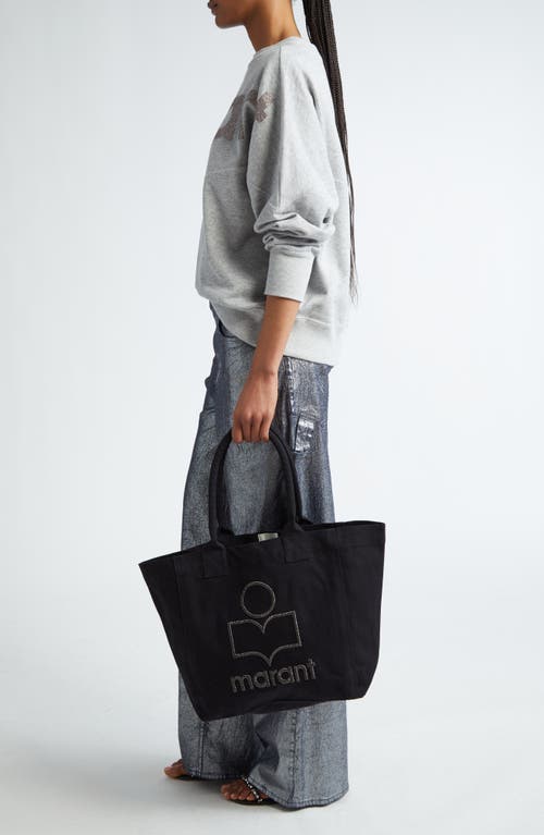 Shop Isabel Marant Small Yenky Embroidered Logo Tote In Black