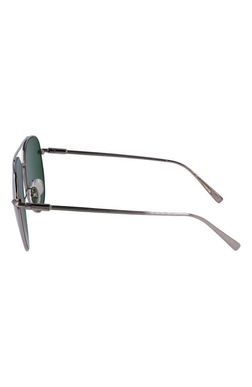 Shop Ferragamo Gancini Evolution 61mm Aviator Sunglasses In Light Ruthenium/green