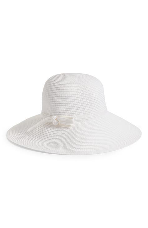 Straw bucket hat - White - Ladies