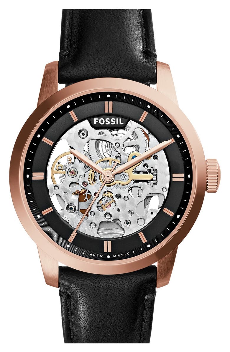 Fossil 'Townsman' Automatic Leather Strap Watch, 40mm | Nordstrom