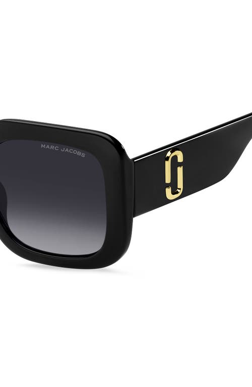 Shop Marc Jacobs 53mm Gradient Polarized Square Sunglasses In Black Grey/gray Polar