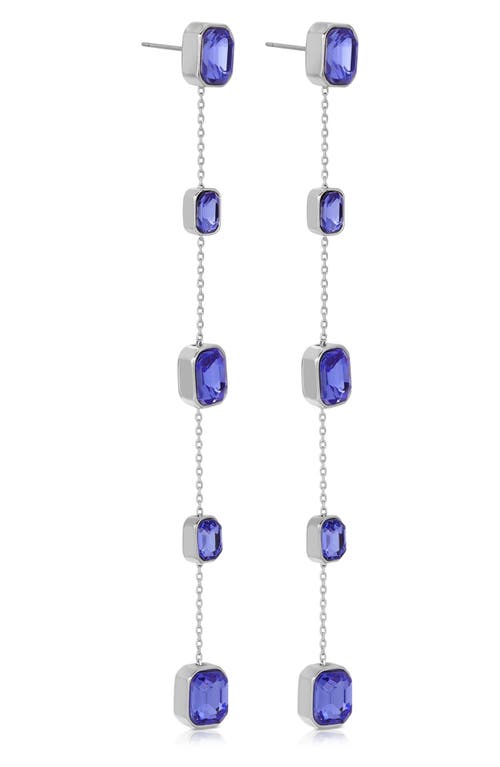 Shop Ettika Baguette Crystal Linear Drop Earrings In Rhodium/blue