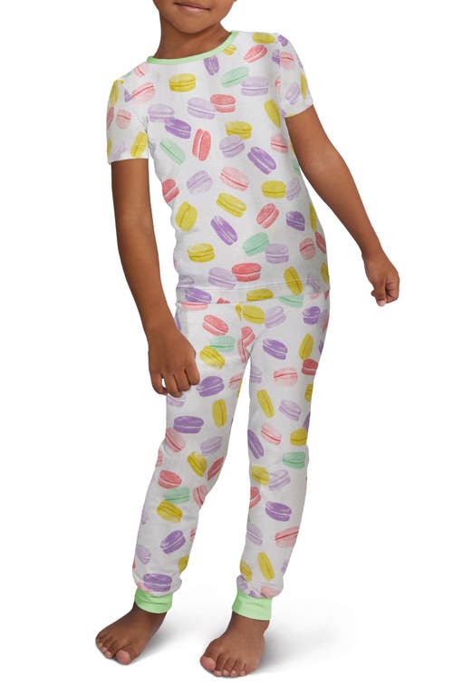 BedHead Pajamas Kids' Print Fitted Stretch Organic Cotton Two-Piece Pajamas in Delice Les Macarons