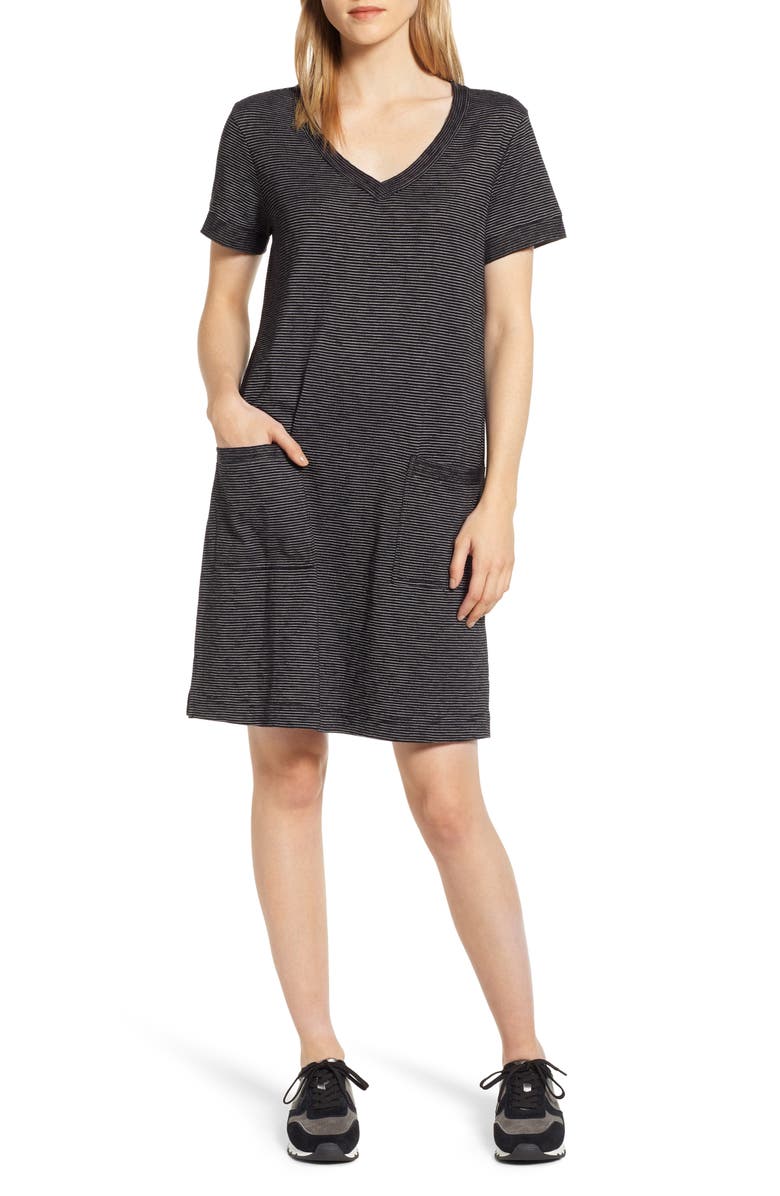 Caslon Patch Pocket V Neck T Shirt Dress Regular Petite Plus