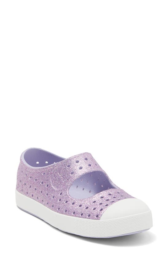 Native Shoes Kids' Juniper Bling Glitter Perforated Mary Jane In Powder Bling/ Shell White