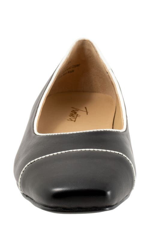 Trotters Harbor Cap Toe Flat In Black/ White