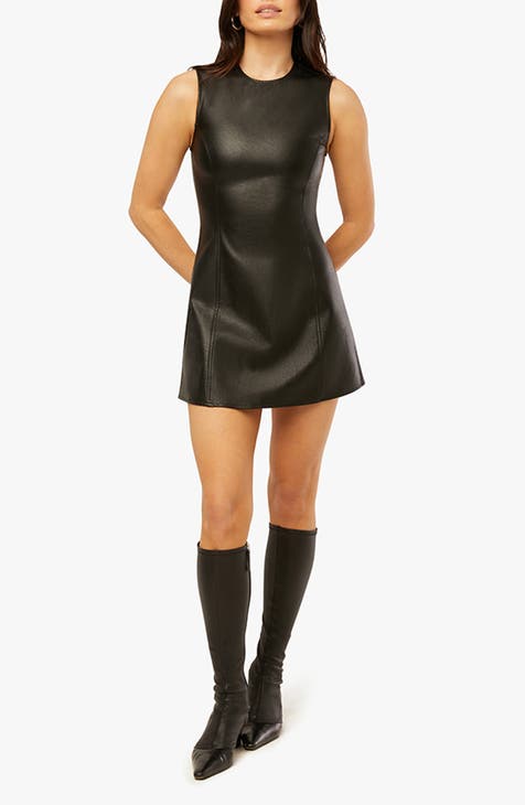 Muscle Tank Faux Leather Minidress