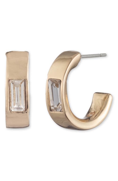 Lauren Baguette Crystal Hoop Earrings in Gold