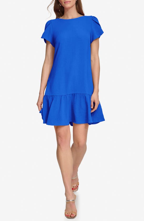 Dkny Tulip Sleeve Minidress In Cosmic Blu