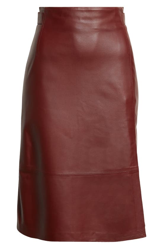 Vince Leather Pencil Skirt In Dark Cinnamon Stick