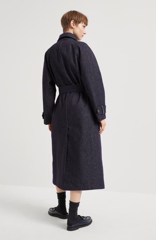 Shop Brunello Cucinelli Denim Trench Coat