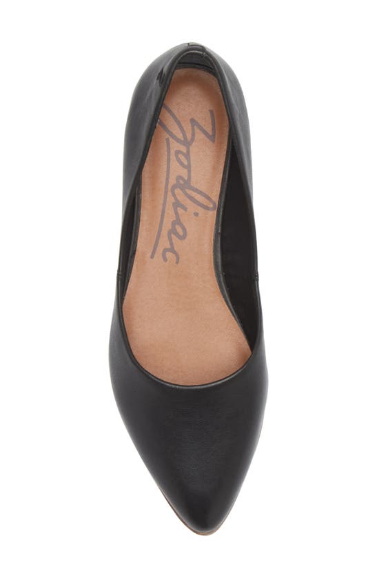 Zodiac Hill Pointy Toe Flat In Black Leather