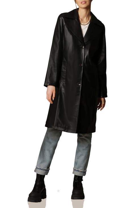 Faux Leather Topper Coat