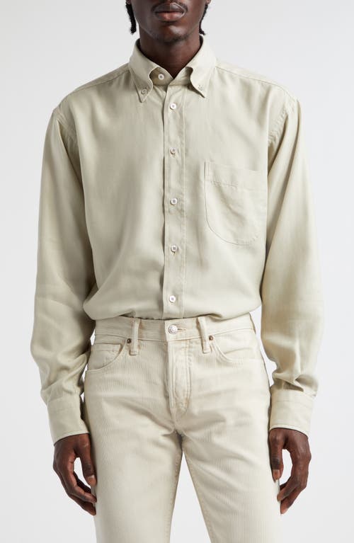 Tom Ford Fluid Fit Lyocell Button-down Shirt In Wicker