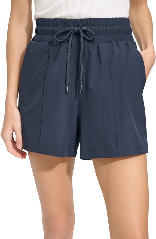Shop Andrew Marc Lightweight Drawstring Shorts In Ink