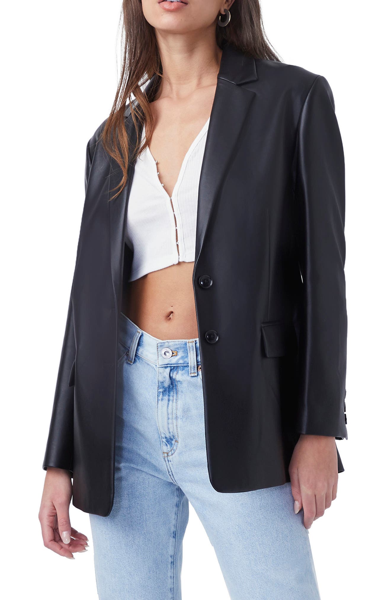 French Connection Crolenda Faux Leather Blazer Nordstrom
