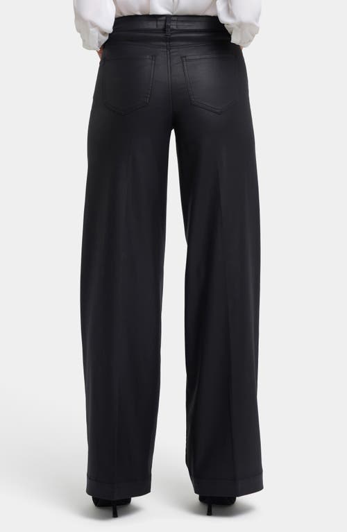 Nydj Teresa High Waist Wide Leg Coated Jeans In Black Coated