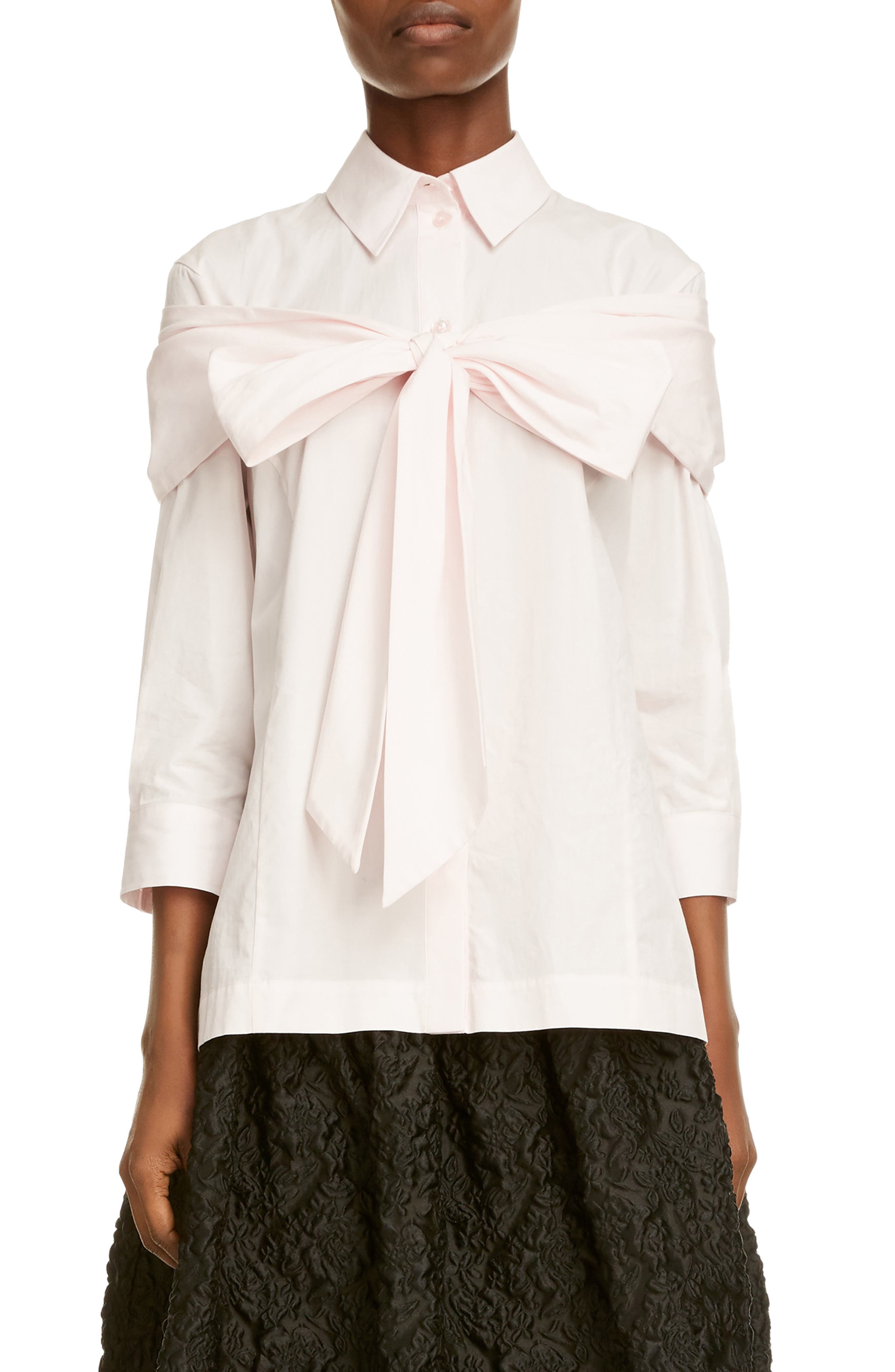UPC 000050050109 product image for Women's Simone Rocha Bow Detail Poplin Button-Up Shirt | upcitemdb.com