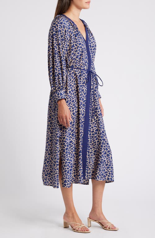 Shop Tommy Bahama Safari Spots Puff Sleeve Midi Dress In Island Navy