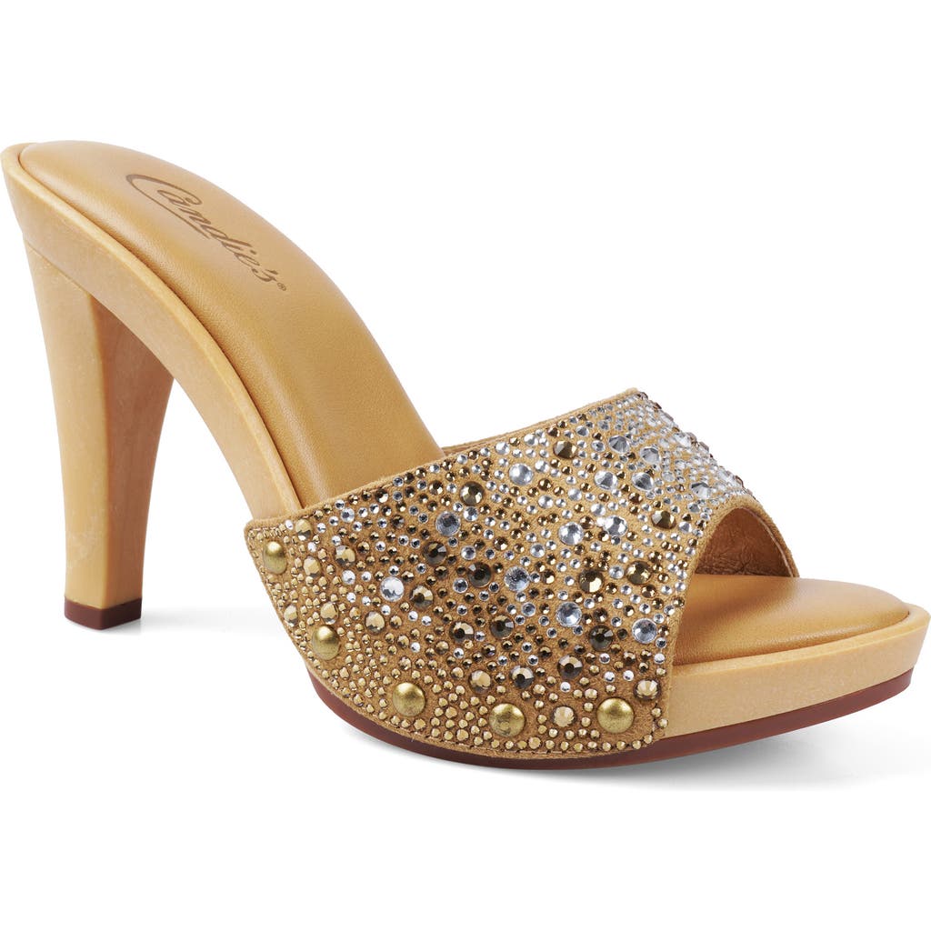 Candies Candie's Kaia Platform Slide Sandal In Dark Beige