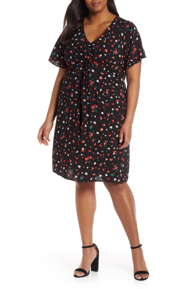 Estelle Falling Petals Twist Front Dress (Plus Size) | Nordstrom