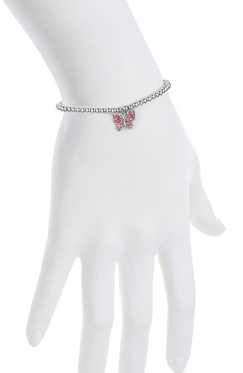 Lily Nily Kids' Crystal Butterfly Charm Stretch Bracelet In Pink