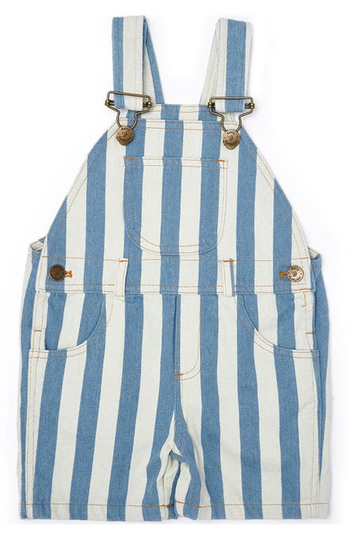 DOTTY DUNGAREES Kids' Stonewash Stripe Stretch Cotton Denim Shortalls Blue at Nordstrom,