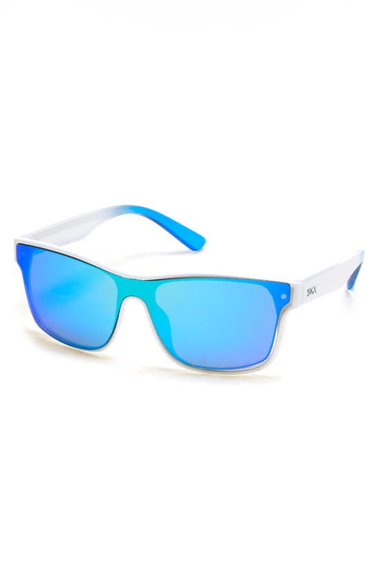 Skechers Mirrored Shield Sunglasses In White Blue Mirror Modesens