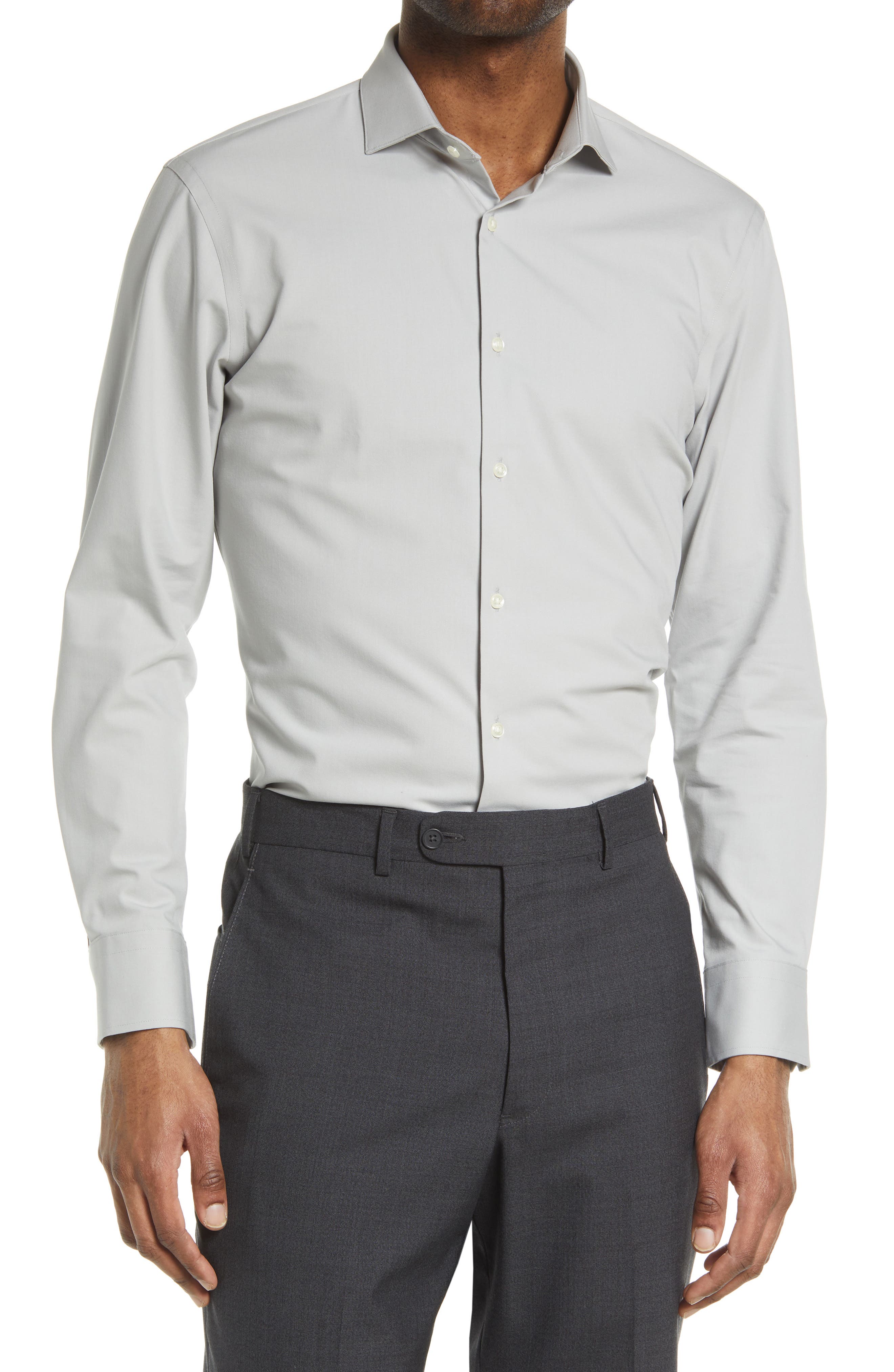 Nordstrom Tech-Smart Extra Trim Fit Dress Shirt in Grey Silk