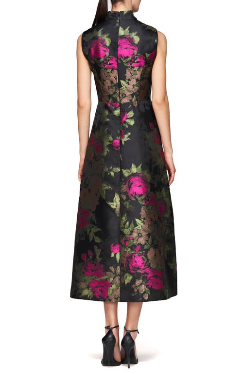 Kay Unger Rosemarie Floral Cocktail Dress In Bright Rose Multi