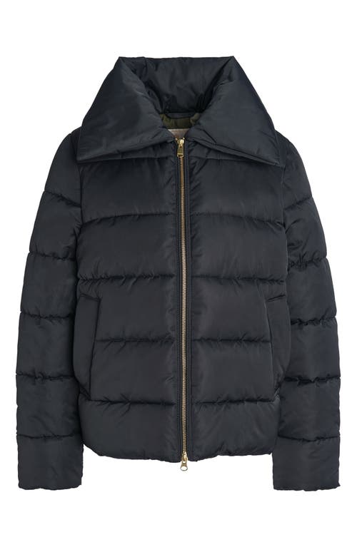 Barbour Germaine Quilted Puffer Jacket In Black/ancient Poplar Tartan