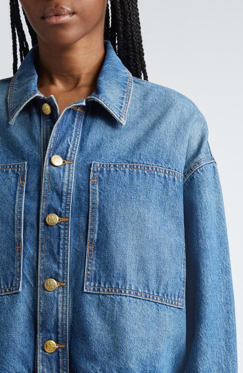 Ulla Johnson Bobbi Cropped Cotton Denim Jacket In Danube