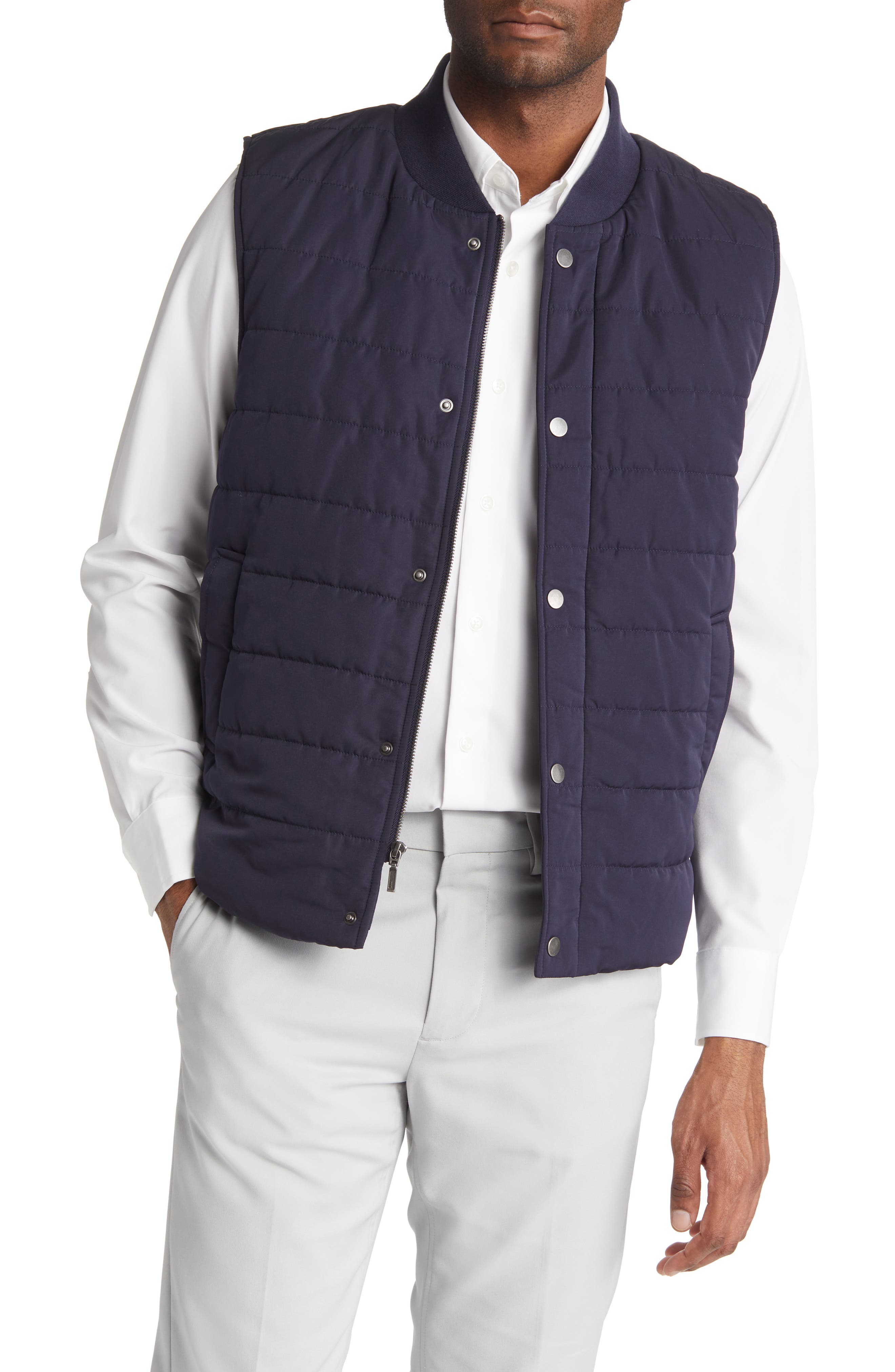 mens blue vest jacket