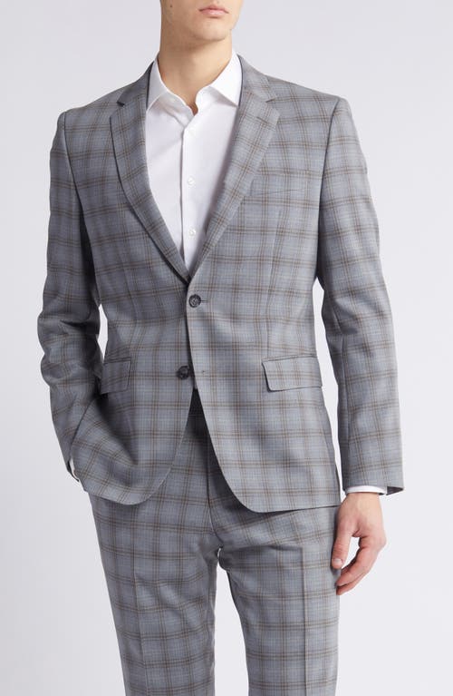 Shop Hugo Boss Boss Huge Plaid Stretch Suit In Silver