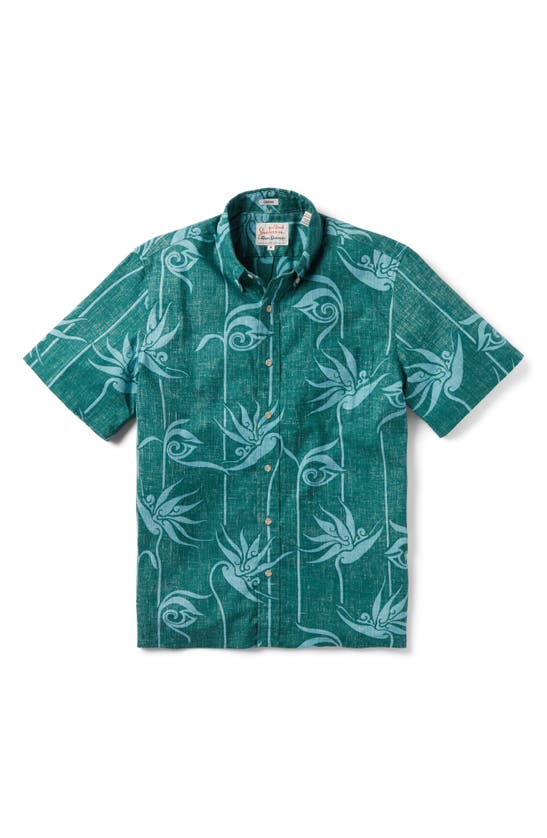 Shop Reyn Spooner X Alfred Shaheen Personal Paradise Classic Fit Floral Short Sleeve Button-down Shirt In Spruce