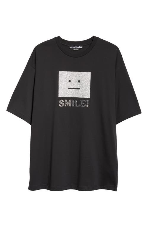 Acne Studios Exford Face Logo Oversize T-shirt In Black