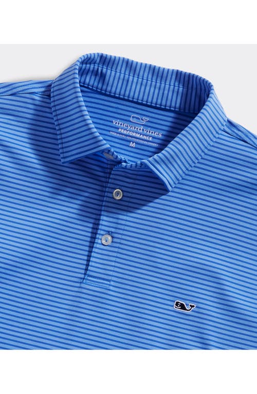 Shop Vineyard Vines Bradley Stripe Sankaty Performance Polo In Ocean Breaze/tide Blue