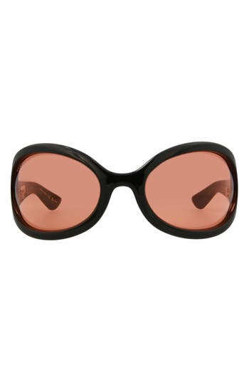 Gucci Novelty 77mm Oversize Shield Sunglasses In Black Black Red