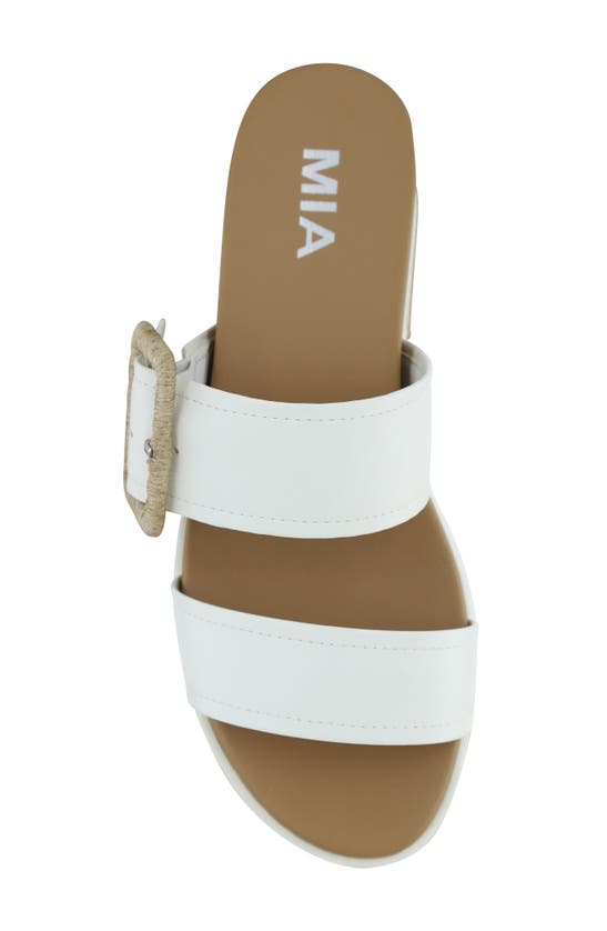 Mia Kenzy Womens Faux Leather Slip On Slide Sandals In White