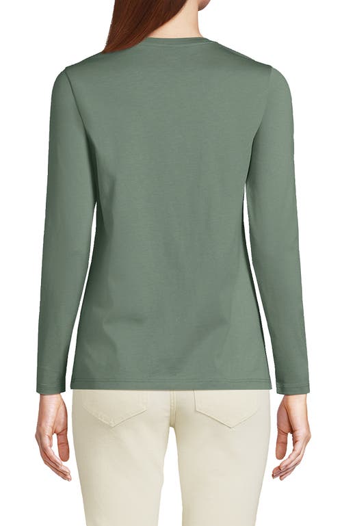 Shop Lands' End Relaxed Supima Cotton Long Sleeve Crew Neck T-shirt In Lily Pad Green