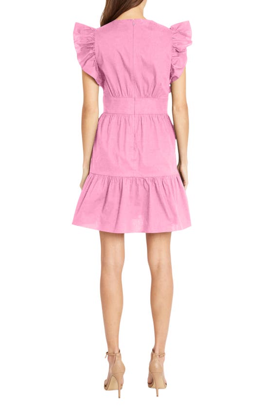 Shop Donna Morgan For Maggy Ruffle Sleeve Minidress In Phlox Pink