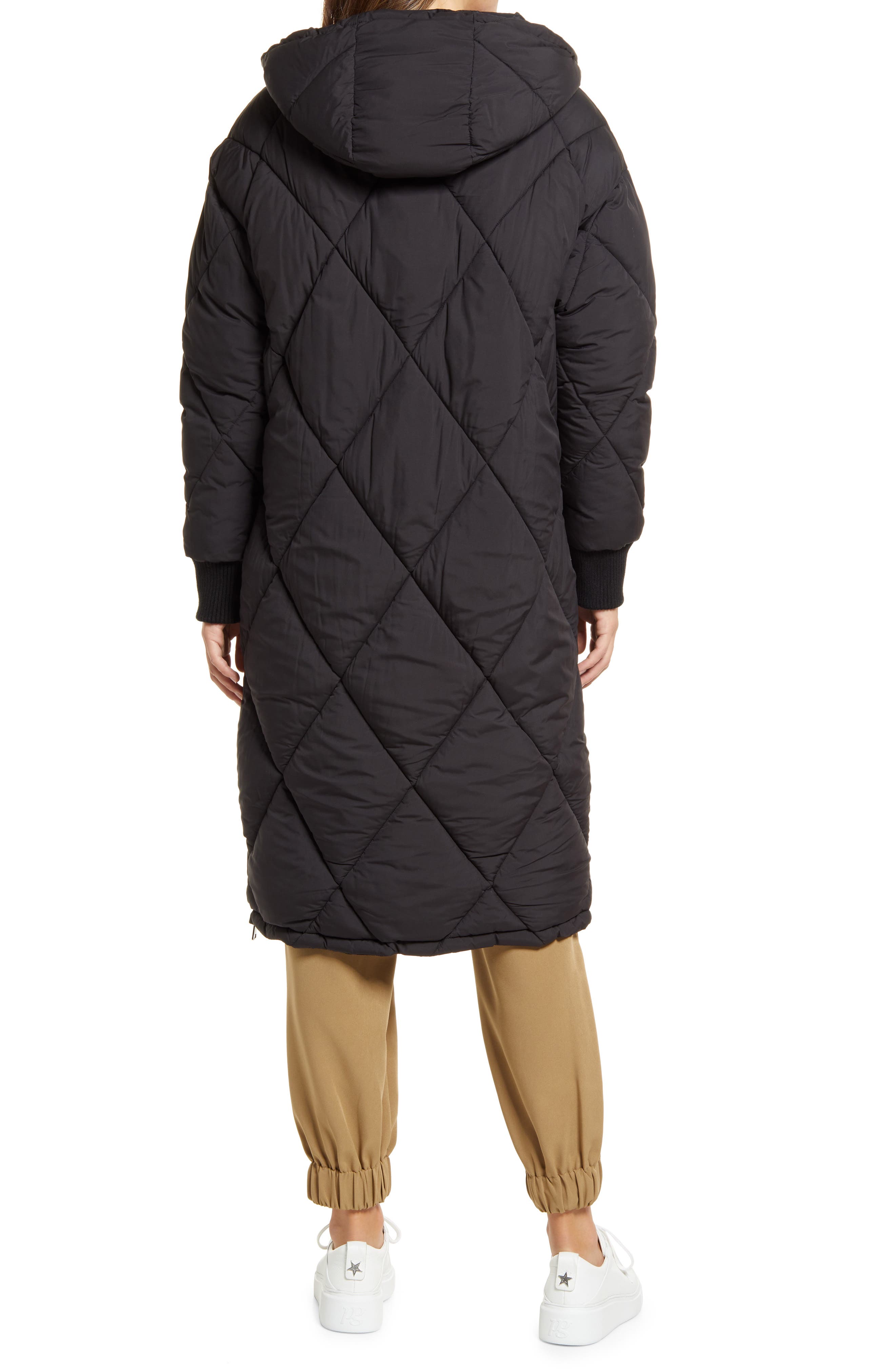 diamond quilted down coat