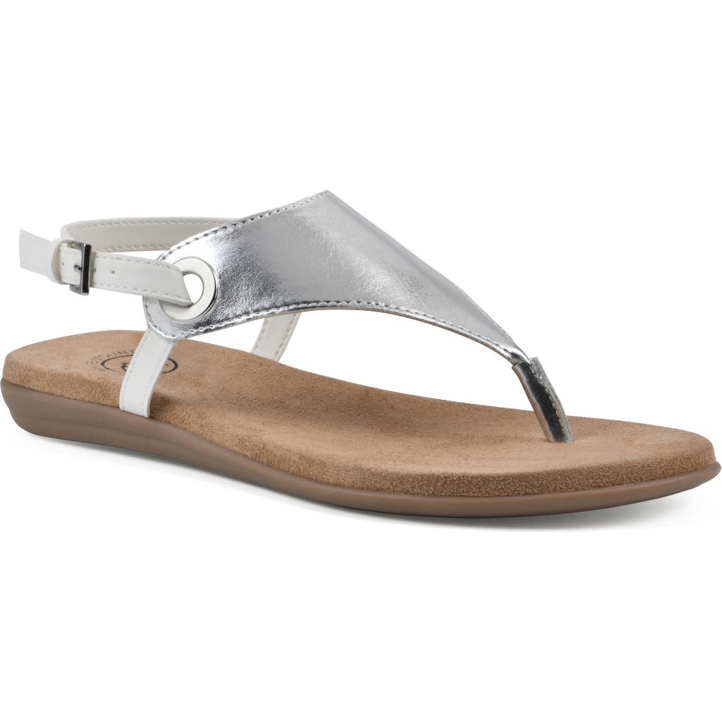 White Mountain Footwear London T-strap Sandal In Metallic