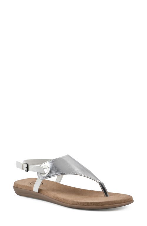 Shop White Mountain Footwear London T-strap Sandal In Silver/smooth