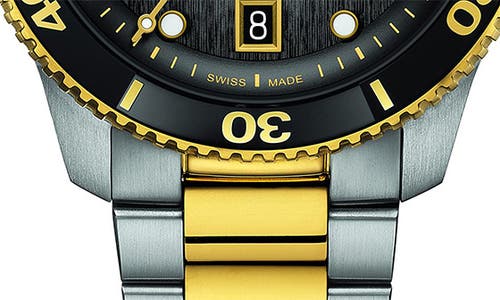 Shop Tissot Tisso Seastar 1000 Powermatic 80 Bracelet Watch, 40mm In Black/yellow Gold/silver