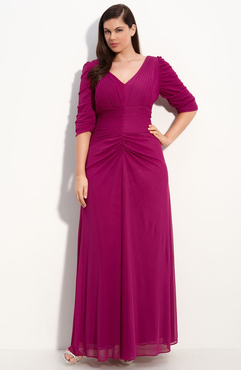 Alex Evenings Ruched V-Neck Gown (Plus) | Nordstrom