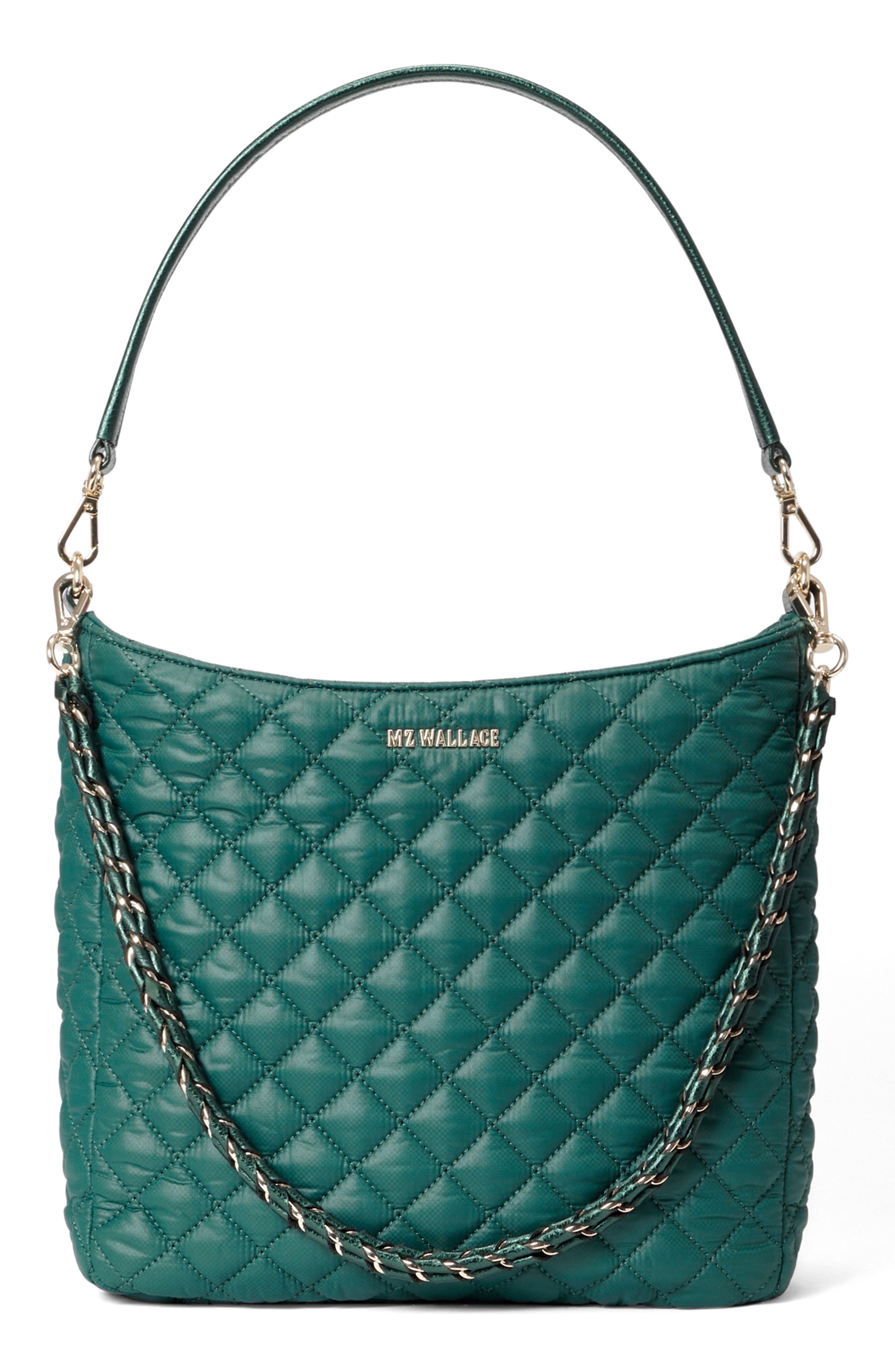 MZ Wallace Crosby Quilted Nylon Hobo Bag in Emerald 